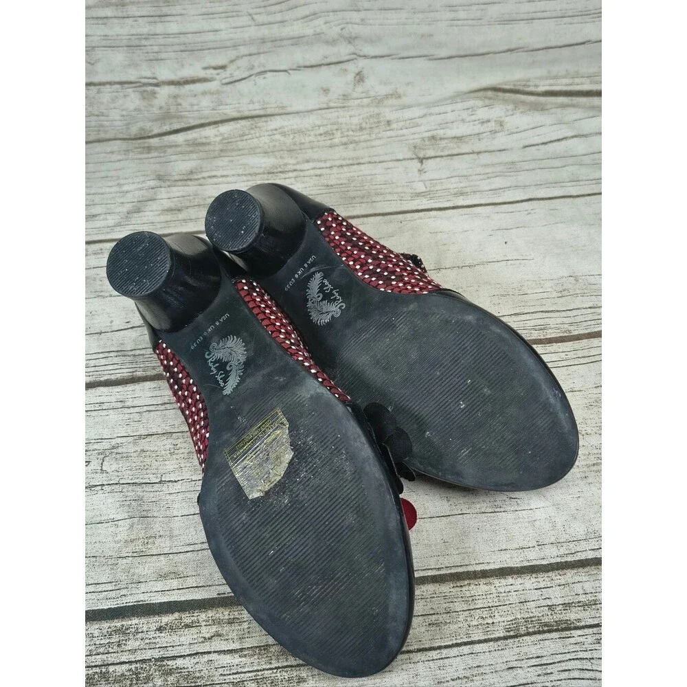 Ruby Shoo Freya Maryjane Pumps Black And Red Floral Women Size 39
